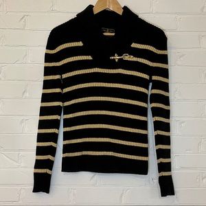 Lauren Ralph Lauren Black Gold Chain Link Sweater